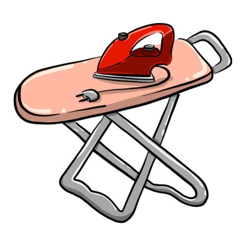 Bügelbrett und Bügeleisen